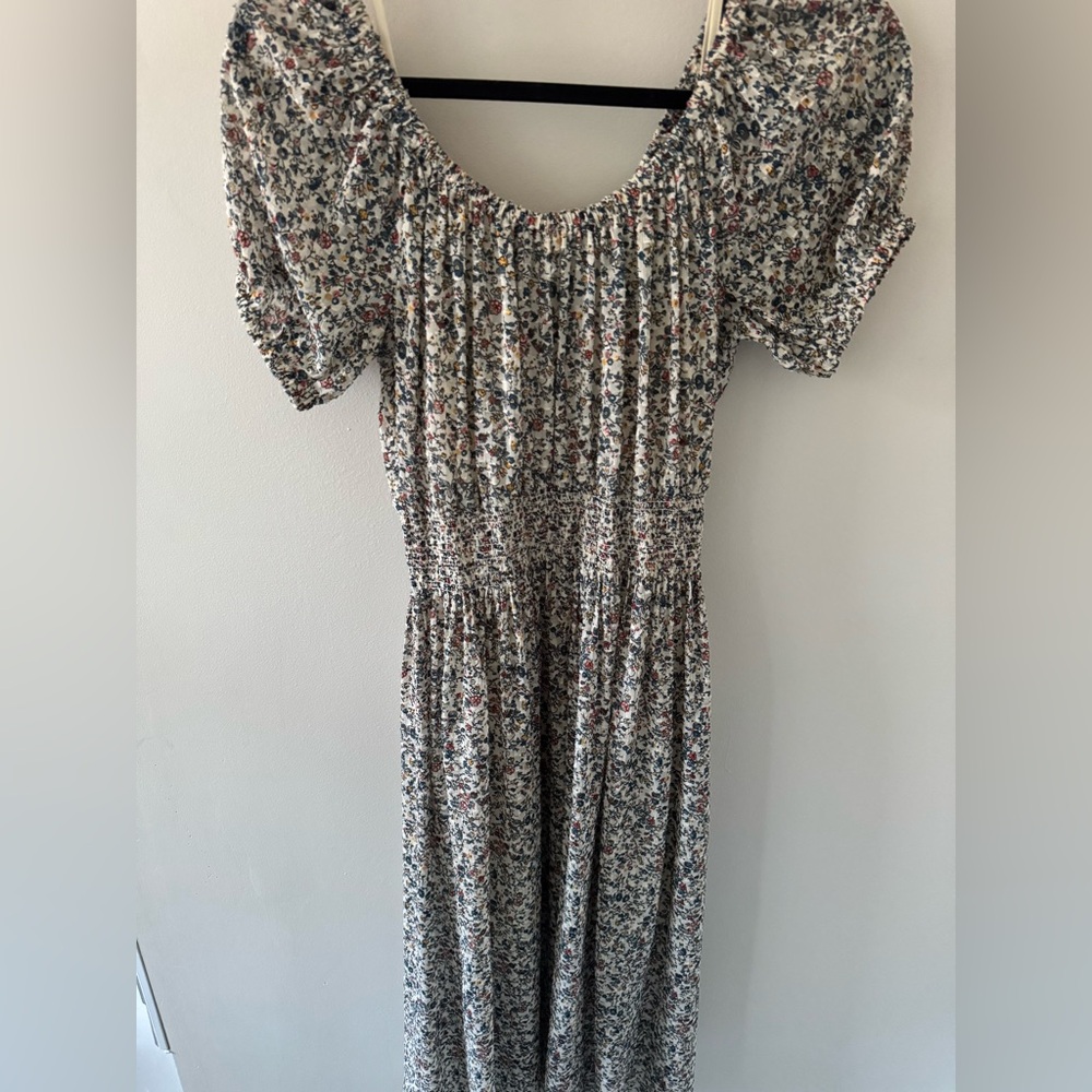 Madewell Floral Midi Dress - Blue and Red